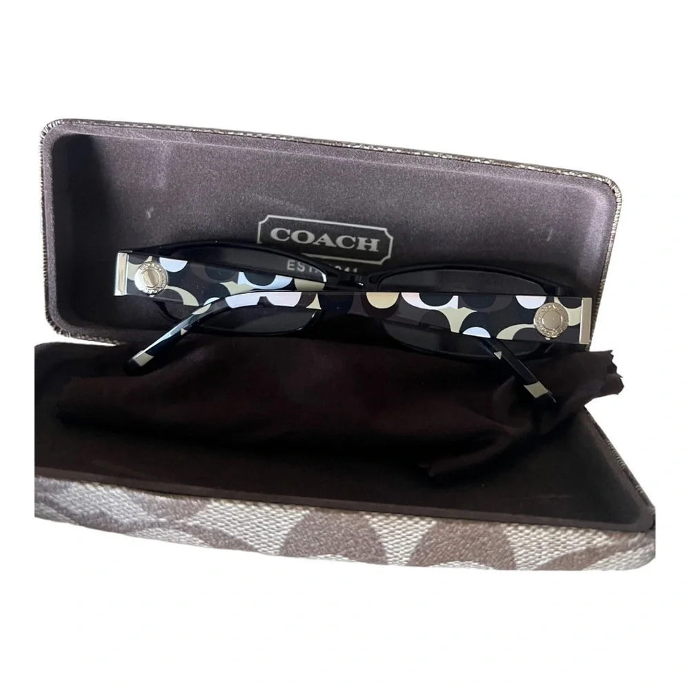 Coach Bernice 844 Ce 130 Brown Rectangle Frame Logo Camouflage Temple EyeGlasses